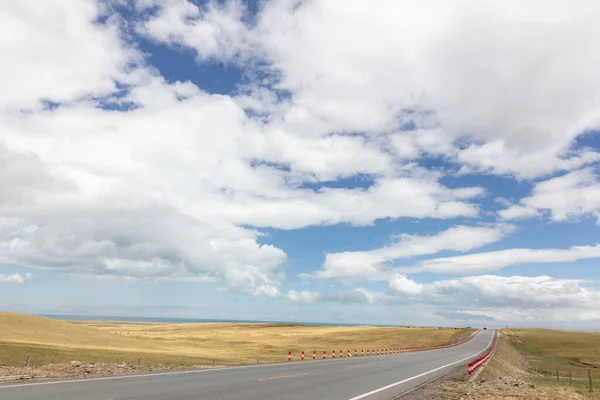 Mountains Grasslands Stretch Road Qinghai Province China — Stock Photo, Image