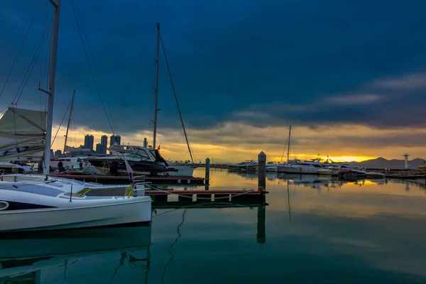 Parcheggio Yacht Barche Vela Nella Bellissima Seascape Shenzhen Bay Cina — Foto Stock