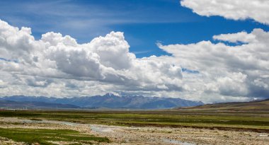 Çin 'deki Tibet Platosu' nun doğal manzarası
