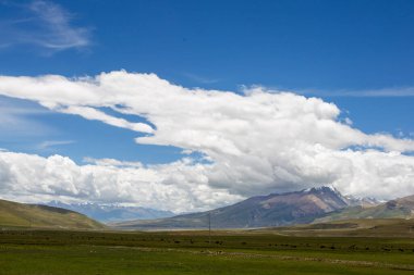 Çin 'deki Tibet Platosu' nun doğal manzarası