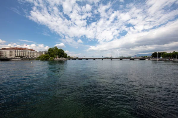 Fontaine Genève Jet Eau Suisse Lac Léman — Photo