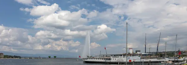 Cenevre Çeşmesi Jet Eau Sviçre Cenevre Gölü — Stok fotoğraf