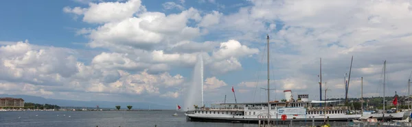 Geneva Fountain Jet Eau Switzerland Lake Geneva — Stock Photo, Image