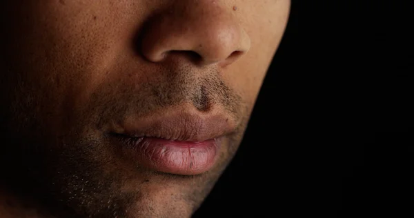 Close up on African man's lips — Stock Photo, Image