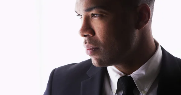 Profile of handsome black man wearing a suit — Stock Photo, Image