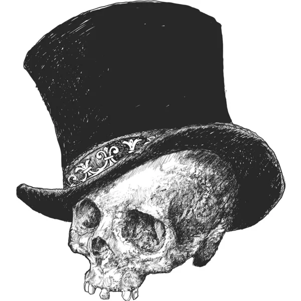 Top Hat Skull Ilustración — Vector de stock