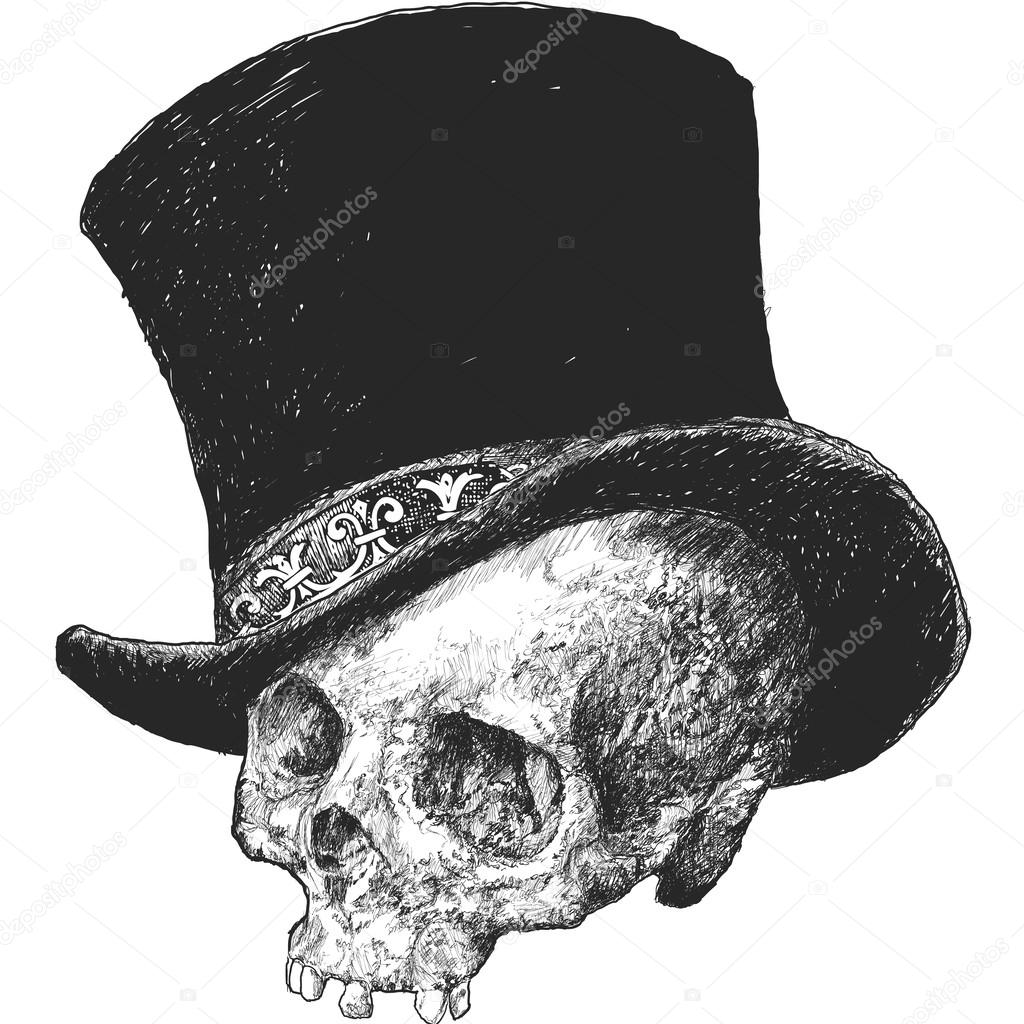 Top Hat Skull Illustration