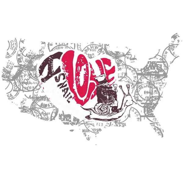 Salyangoz posta illüstrasyon seviyorum