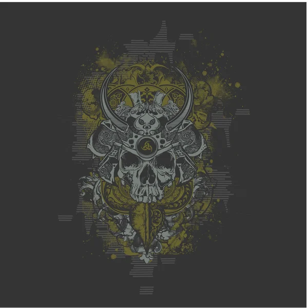 Samurai Skull Ilustración — Vector de stock