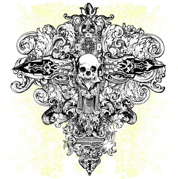 Skull Cross Illustration — Stock Vector