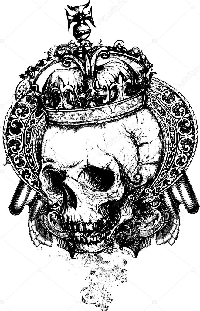 Crowned Skull Vector Illustration