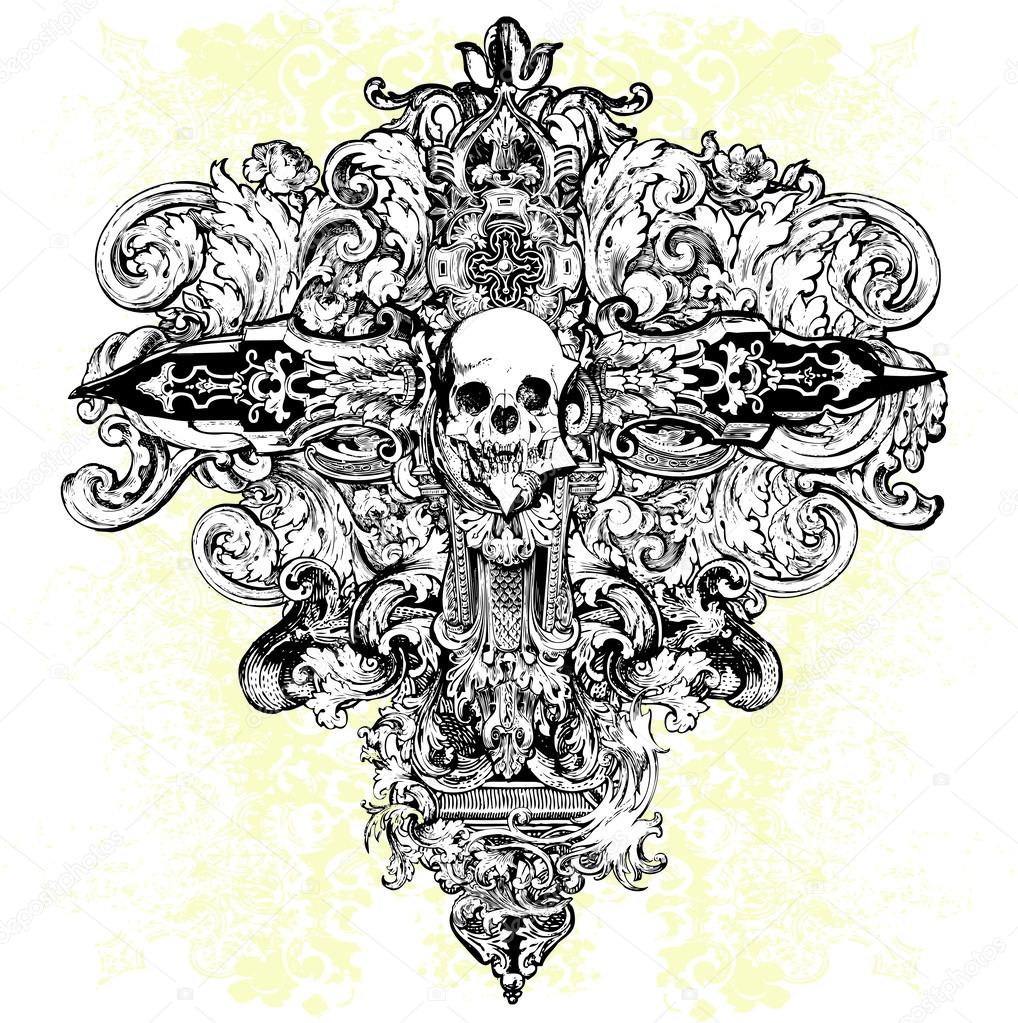 Skull Cross Illustration