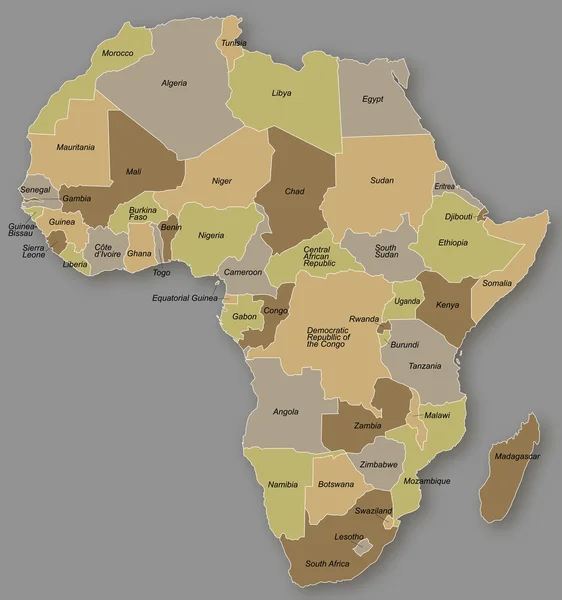 アフリカ地図 — ストックベクタ