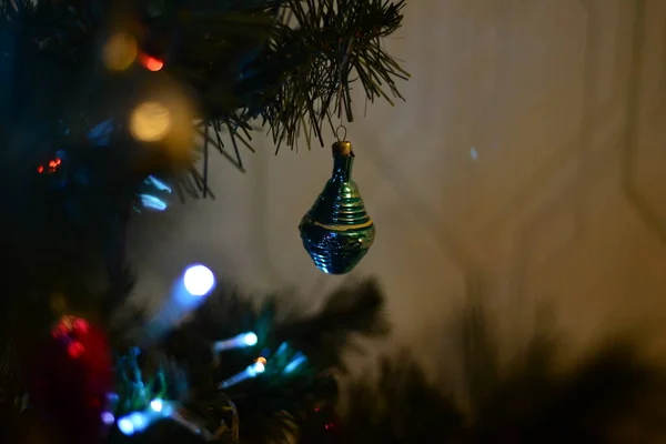 Antigua Decoración Del Árbol Navidad Que Recuerda Infancia — Foto de Stock