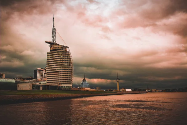 Céu Nublado Sobre Bremerhaven — Fotografia de Stock