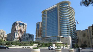 Bakü, Azerbaycan, 2 Ağustos 2020: Absheron-Marriott Otel Binası