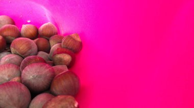 Fındığa yakın çekim. Yemek arkaplanı, fotoğraf duvar kağıdı..