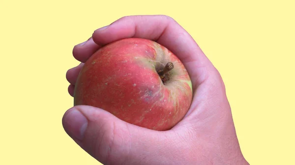 Close Male Hand Holding Red Apple — Stock Photo, Image