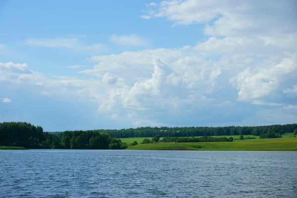 Krajobraz Las Jezioro — Zdjęcie stockowe