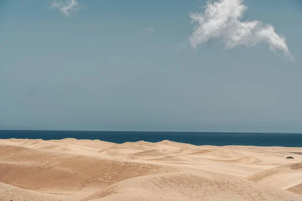 Hete Woestijn Zandduinen Onder Blauwe Lucht — Stockfoto