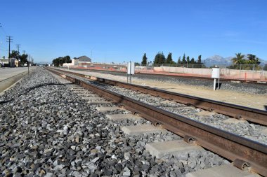 Demiryolu hattı olan yeşil ağaçlardan oluşan güzel bir arka plan.