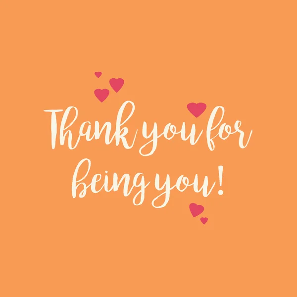 Orange Thank you for being you card with pink hearts — Stock Photo, Image
