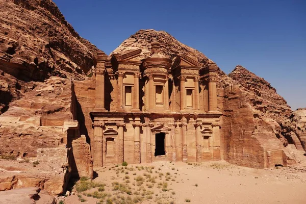 Stunning Shot Huge Carved Facade Nabataean City — Stock Photo, Image