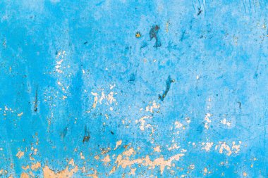 Eski kırık boya metal zemin üzerine mavi