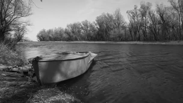 Boat at the riverside — Stock Video