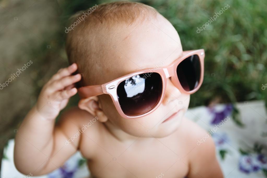 Baby In Big Sunglasses On A River Stock Photo Image By C Kkolosov