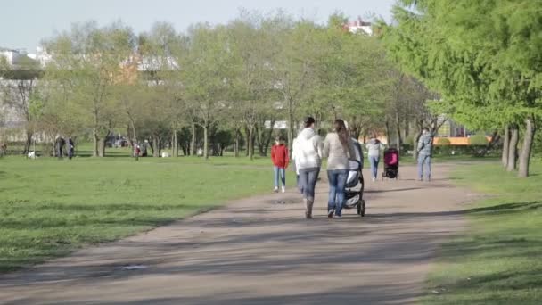 Люди ходять у парку — стокове відео