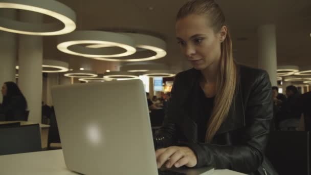 Bilgisayarda çalışan güzel kadın — Stok video