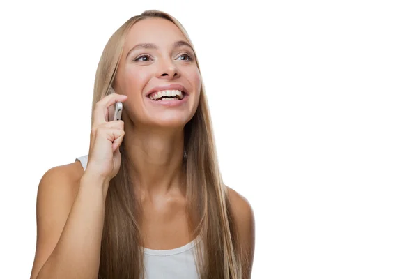 Beautiful woman talking on phone — Stock Photo, Image