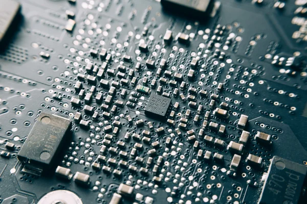 Printed Circuit Board with electrical components. — Stock Photo, Image