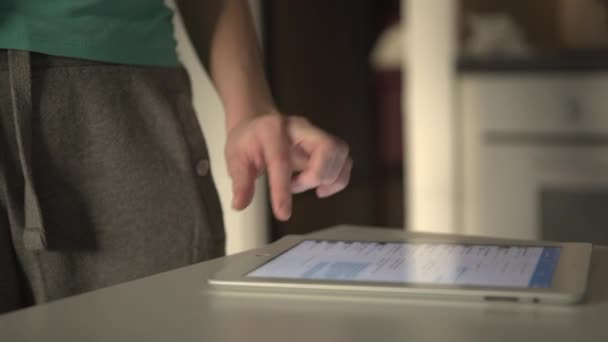 Молода жінка з дитиною використовує планшетний комп'ютер — стокове відео