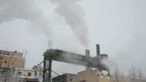 Fond industriel de fumée de cheminée — Video