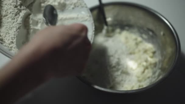 Woman prepares the dough for the cookies — Stock Video