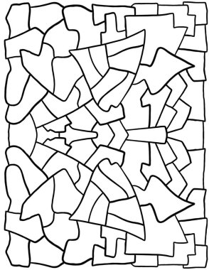 Soyut siyah ve beyaz renklendirme - süslü simetrik mozaik