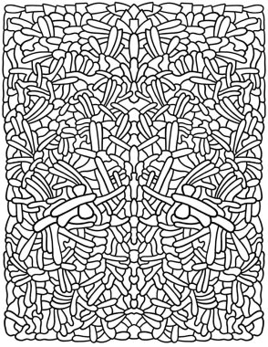 Soyut siyah ve beyaz renklendirme - süslü simetrik mozaik