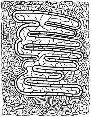 Soyut siyah ve beyaz renklendirme - süslü simetrik mozaik