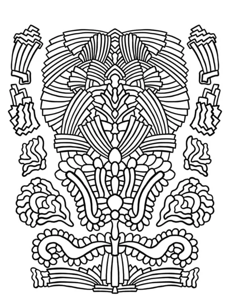 Abstract black and white coloring illustration - fancy symmetrical mosaic