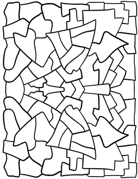 Abstract black and white coloring illustration - fancy symmetrical mosaic