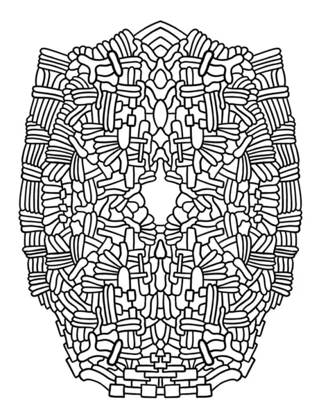 Abstract black and white coloring illustration - fancy symmetrical mosaic