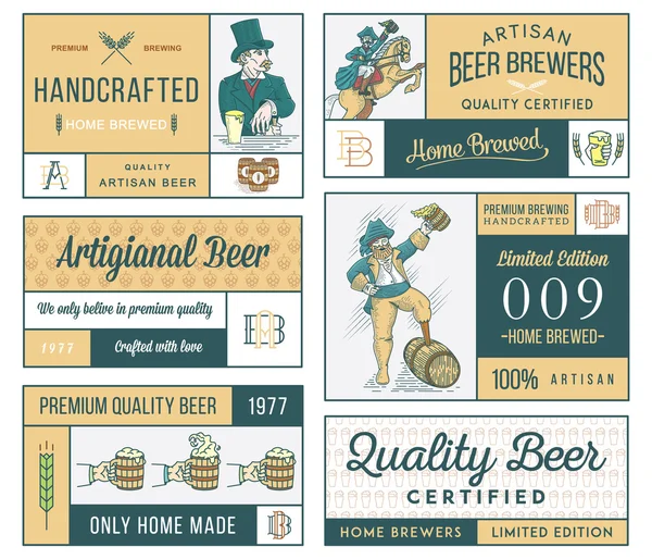 Cerveza Cerveceros etiquetas coloreadas — Vector de stock