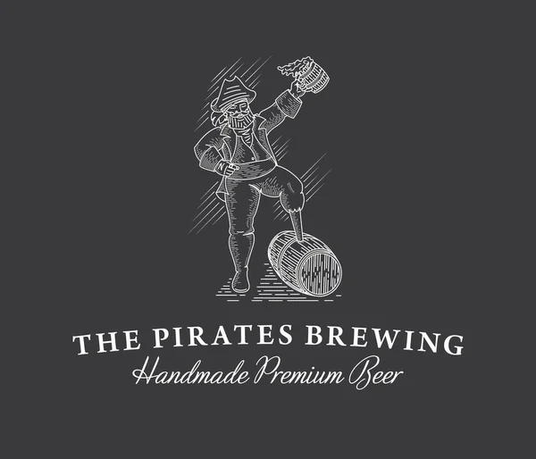 Os piratas cervejando branco no preto — Vetor de Stock