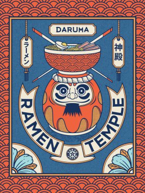 Daruma Ramen Tapınağı Japon vektör tasarımı