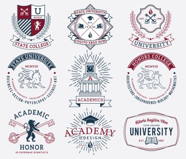 College and University badges 2 colored clipart