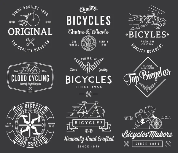 Bicycle Builders set 1 blanco sobre negro — Vector de stock