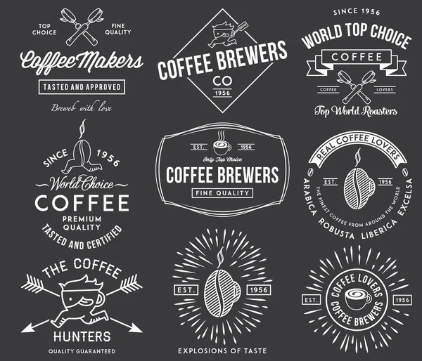 Placas y etiquetas de café blanco — Vector de stock