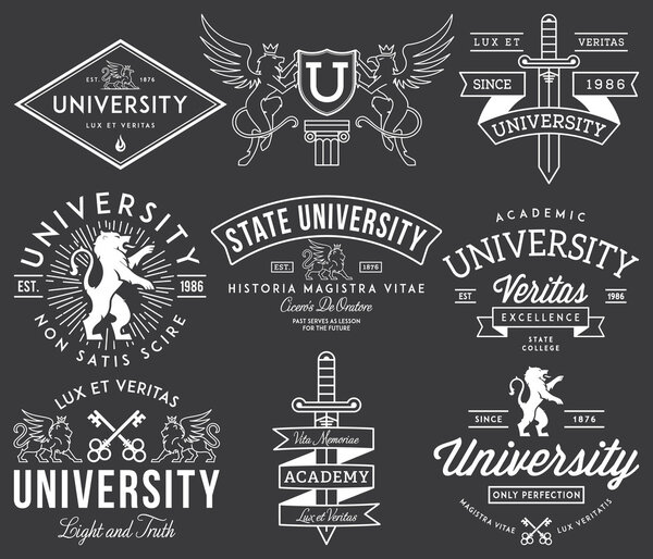 College and University badges White on Black